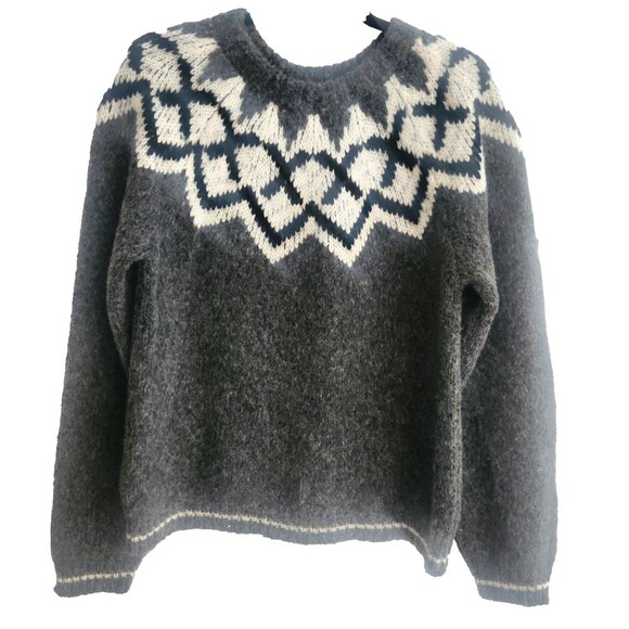 NWT Velvet Fair Isle Alpaca Wool Sweater Size S Alexa Grey NEW Made in Peru - Picture 3 of 9